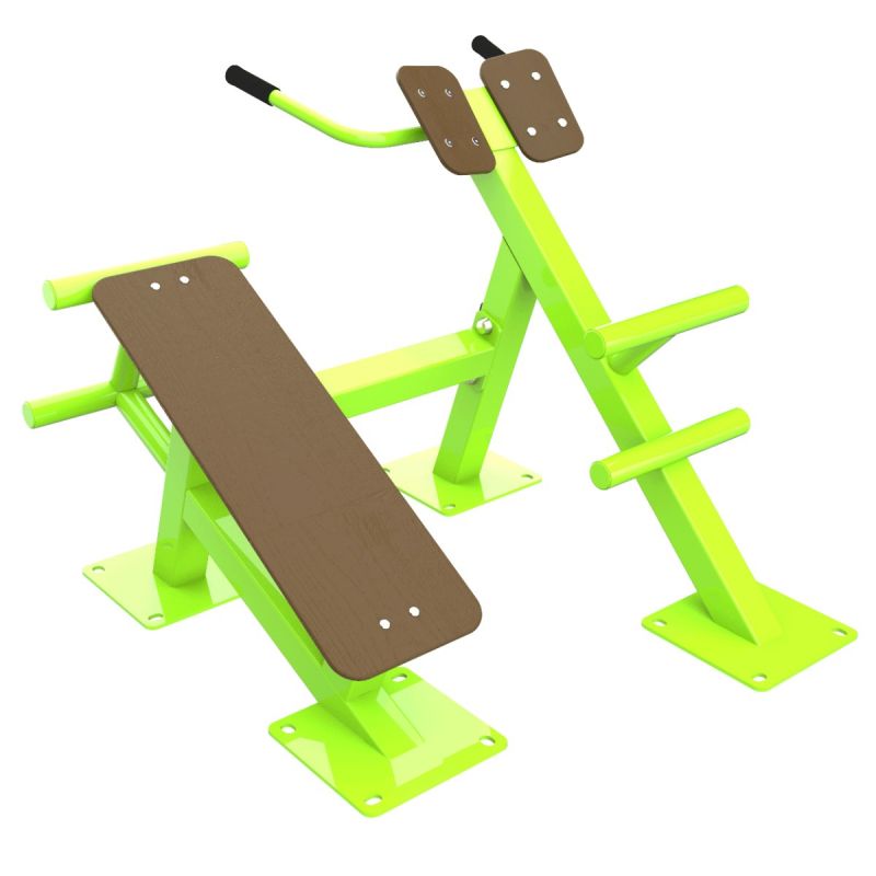 Fix-1709 Уличный тренажер Скамья для пресса + гиперэкстензия ZAVODSPORTA