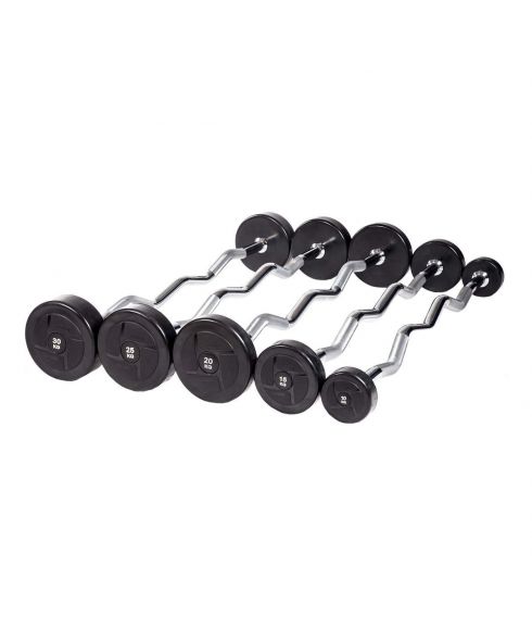 Набор изогнутых обрезиненных штанг (шаг 5 кг, 5 шт) PROFI-FIT 10-30 кг