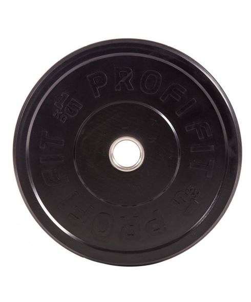 Диск для штанги каучуковый, черный D51 мм PROFI-FIT 15 кг
