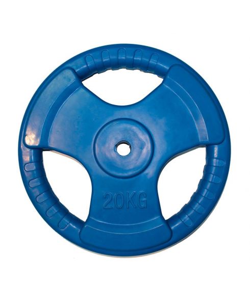 Диск обрезиненный (три хвата, цветной) D26 мм PROFI-FIT 20 кг